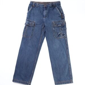 Duluth Trading Co Men's Cargo Jeans 34x34 Medium Wash Distressed Work Denim